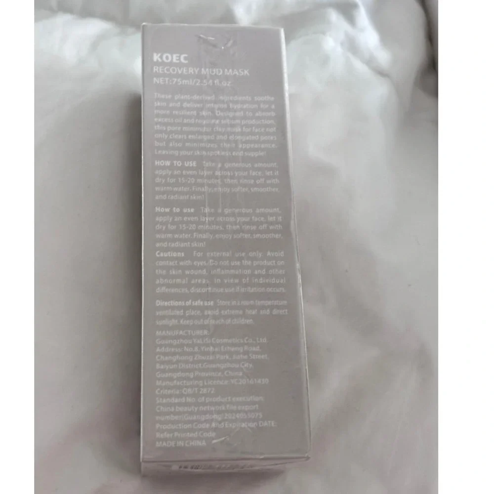 KOEC Recovery Mud Mask 75ml Pore Purifying Brightening Moisturizing Wash Off